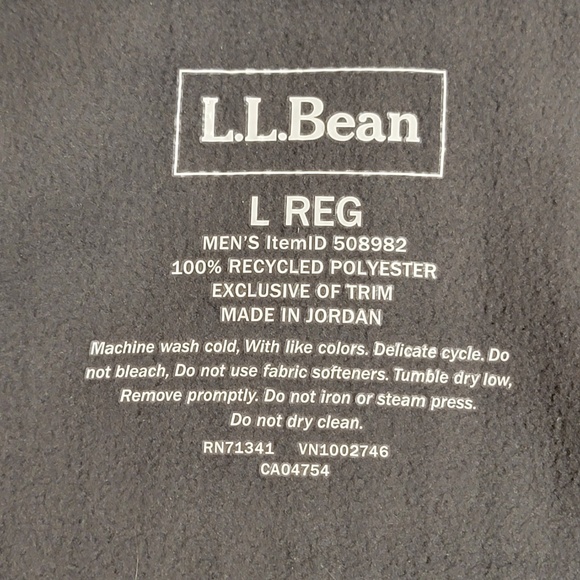 LL Bean Mountain Classic Windproof Fleece Jacket Mens Large Grey Grid Texture - Picture 4 of 5